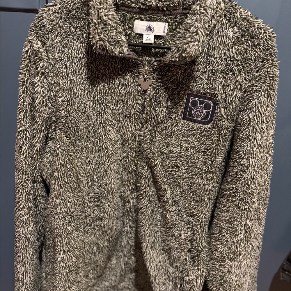 Disney Plush Zip-Up Hoodie - Olive Green with Gray Trim